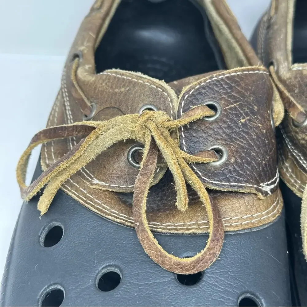 CROCS Men’s Pit Crew Boat Shoe - Black & Brown